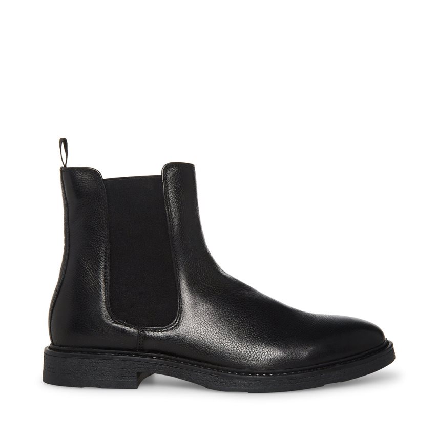 Black Steve Madden Pedro Leather Men\'s Chelsea Boots | PH 2410DEG